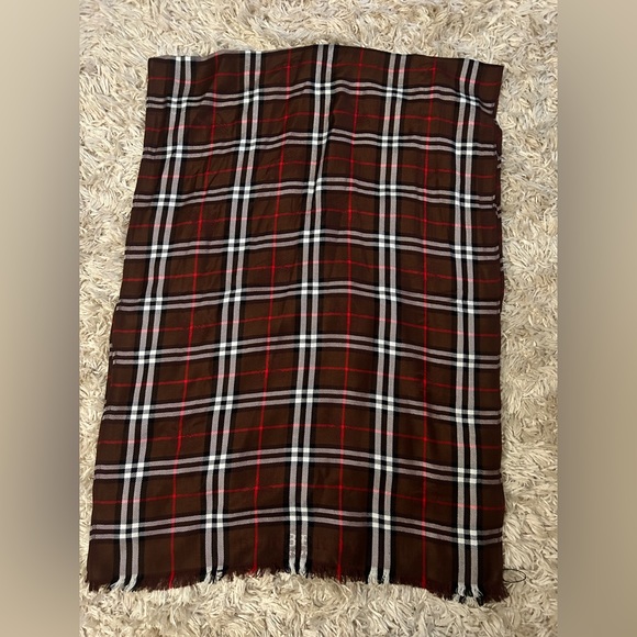 Burberry London Brown Tartan Check Print Scarf - Picture 4 of 8